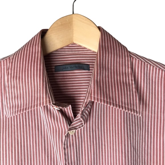 Large John Varvatos Button Up Long Sleeve Dress Shirt Stripes Men’s 15.5 Neck - Picture 3 of 11